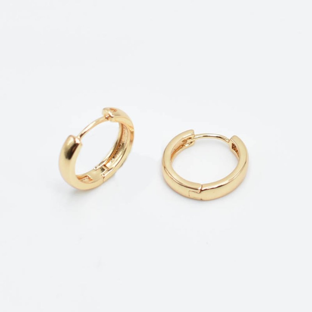 14k Gold Filled Minimalist Huggie Earrings - Picture 2 of 6